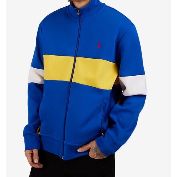 ✅$148 NWT Mens Polo Ralph Lauren Double Knit Mesh Full Zip Track Jacket Royal